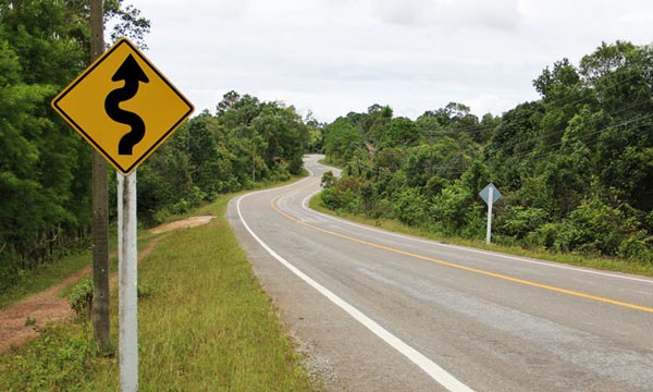 winding road sign